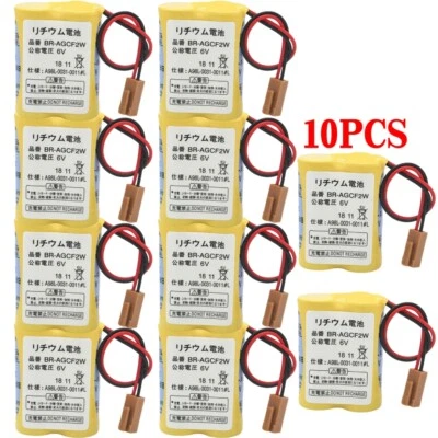 10pcs BR-AGCF2W 6V PLC Battery For FANUC CNC System A98L-0031-0011 w/ Brown Plug - Image 1 of 4