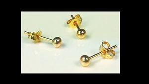 9ct Gold Ball Stud Earrings - 3mm - Mens Stud / Single or Pair - SOLID Ball - Picture 1 of 5
