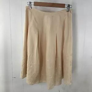 Talbots 100% silk champagne beaded pleated skirt size 2 new with tags - Picture 1 of 6
