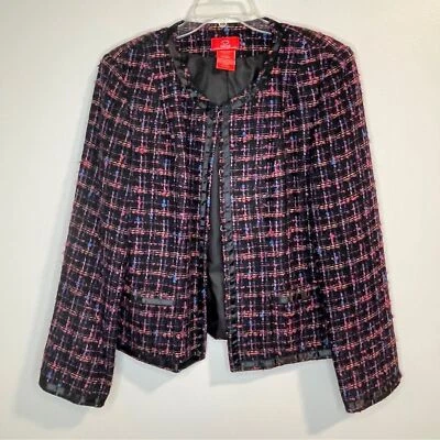 Oscar by Oscar De La Renta Chaqueta Tweed Blazer Talla 12 Multicolor Negro Rosa Foto 1 de 4