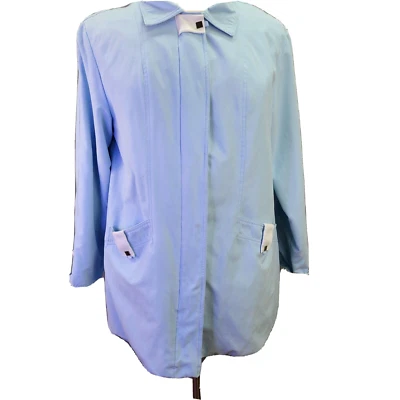 Impermeable Studio Works para mujer XLARGE cremallera completa azul claro bolsillos forrado con carcasa suave Foto 1 de 4