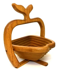 Vintage Collapsible Wooden Basket Apple Lewis Family Crafts Gatlinburg Tennessee - Picture 1 of 9