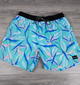 Hurley Boardshorts Swim Shorts Men's Size XL Green Floral 5.5" - Picture 1 of 7