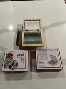 Biology 25 Glass Prepared Microscope Slides w/ case - AmScope - 3 boxes - NEW - Picture 1 of 3