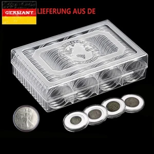 60 Stück 41mm Rund klar Münzkapseln Halter Container Fall mit Lagerung Kasten DE - Bild 1 von 12