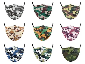 Adult Unisex Adjustable Resuable Camouflage Face Masks Protective 3D Facemasks - Picture 1 of 60