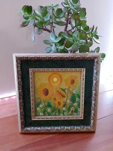 Vintage Framed Original Oil Panting  Sunflowers Framed Print - Picture 1 of 13