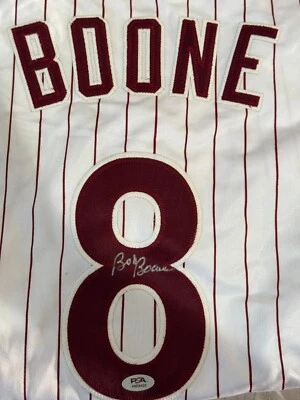Bob Boone Signed Custom White Pinstripe Player Jersey PSA 420 - Image 1 of 4