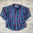 Vintage 90S Bealls Check Shirt Long Sleeve Plaid Western Purple Green Large