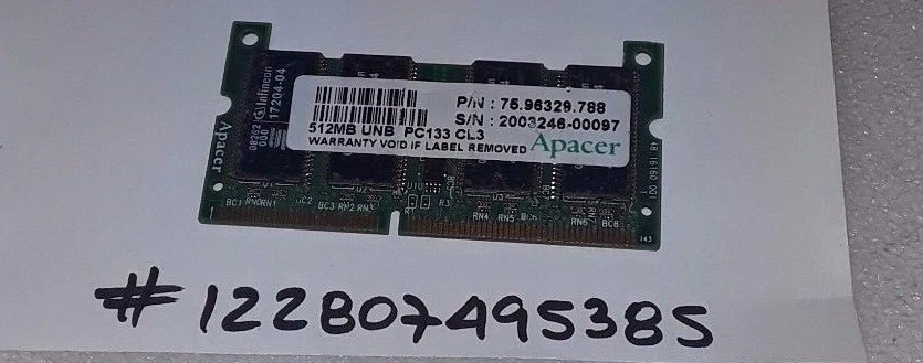512MB SDR SD SDRAM  PC PC133 133 CL3 144PIN  DUAL RANK  2RX8  32X8 NON-ECC  - Image 1 of 1