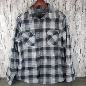 Lee Men's Thick Gray Flannel Shirt Jacket, Plaid Thermal Lining Size LARGE - Picture 1 of 10