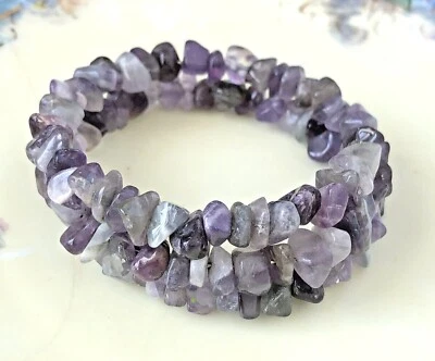 Pulsera de cuentas gruesas de amatista natural hecha a mano Foto 1 de 4