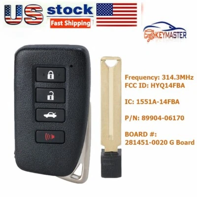 Mando a distancia para Lexus GS350 GS450H ES350 HYQ14FBA 2013-2020 281451-0020 4B Foto 1 de 4