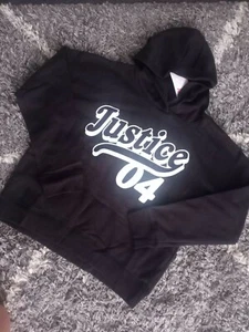 Girls justice hoodie size 7/8 black glitter logo new - Picture 1 of 2