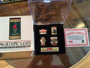 1996 Budweiser Olympic 4 Pin Set Atlanta Budweiser Limited Edition Case Box Incl - Picture 1 of 5