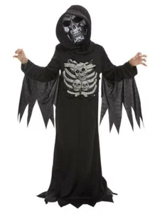 Child Skeleton Grim Reaper Halloween Fancy Dress Party Costume and Mask - Picture 1 of 4