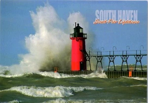 Michigan MI Light House Postcard South Haven South Pier Lighthouse  - Picture 1 of 3