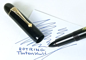 Seltener Rotring "Tintenkuli" Füllfederhalter schwarz, schreibfähig.   (F74) - Bild 1 von 15
