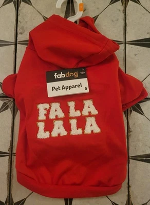 Fabdog Grande Nuevo con Etiquetas Rojo Polar Sudadera con Capucha Perro Navidad FA LA LA - Talla Pequeña Foto 1 de 3