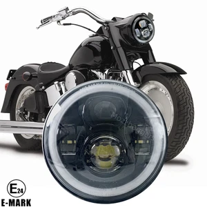 For Harley Softail FatBoy 2001-2017 With 7 inch LED Headlight DRL Hi-Lo Beam - Picture 1 of 12