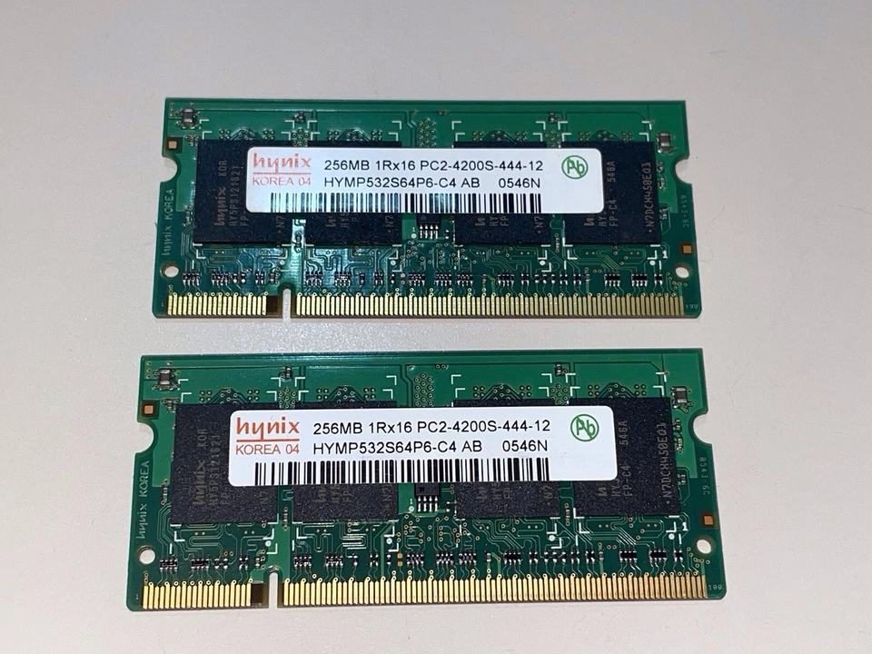 Hynix Laptop Memory (2 X 256MB) 1RX16 PC2-4200S-444-12 SODIMM (Total 512MB) - Image 1 of 4