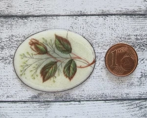 Emaille Oval Rose Blume Glasschiebebild Vintage 1970er Geschenk Kreativ Retro - Picture 1 of 3