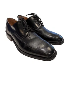 STEEPLE GATE MEN OXFORDS BLACK LEATHER DRESS SHOES MADE IN ITALY SIZE 10 - Picture 1 of 13
