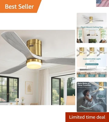 Ventilador de techo versátil interior/exterior 52"" con aspas de madera - silencioso y eficiente Foto 1 de 4