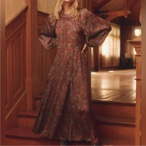 IL GRANDE. Abito midi donna Tuckernuck The Naples taglia 1/S nuovo con etichetta raso paisley - Foto 1 di 12