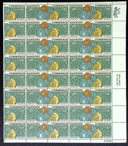 Scott# 1577-78 - 10c Banca y Comercio Hoja Completa de 40 MNH - Imagen 1 de 1