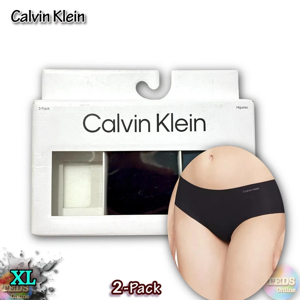 3 PR Calvin Klein Womens Invisibles Hipster QD3559 Beige Black Blue Size XL