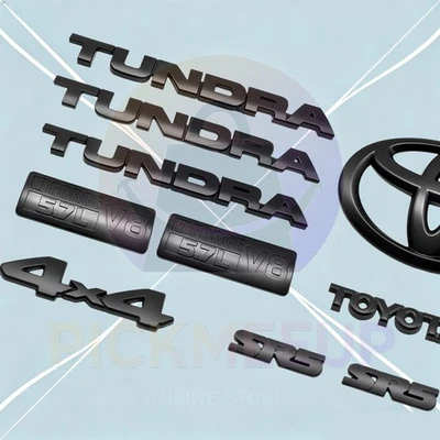 10pcs For Tundra 4X4 SR5 V8 5.7L Matte Black Badges Emblem Overlay Kit 2007-2013 Foto 1 de 4