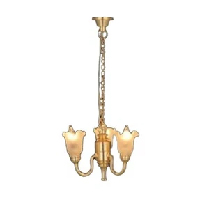 Bambole Casa 3 Braccio Lampadario Chandelier Ghiacciato Tulipano Tonalità Su 12V - Foto 1 di 7