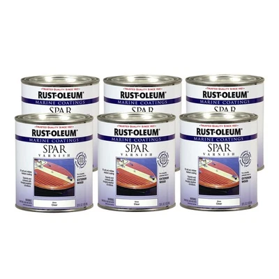 Barniz Rust-Oleum Marine Spar, 1 cuarto de galón brillo transparente - 207008, paquete de 6 Foto 1 de 2
