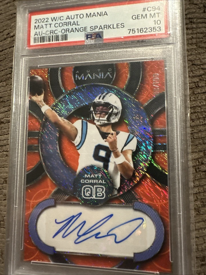 2022 W/c Automania Matt Corral Au-crc-orange Sparkles 88/100 Psa Gem Mint 10 - Image 1 of 3