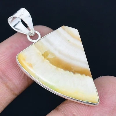 Pingente feito à mão de ágata de renda laranja folheado a prata 925 de 1,66" - Imagem 1 de 3