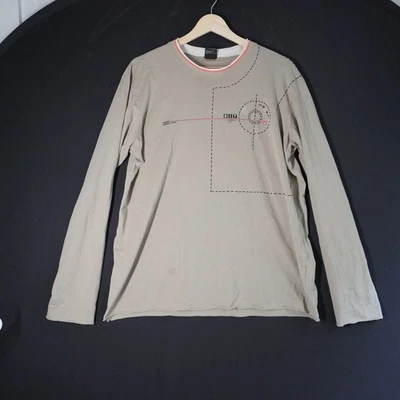 Camiseta De Colección Diesel IndigoTech L Manga Larga Gráfica Cuello En Capas Beige Dobladillo Crudo Foto 1 de 4