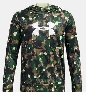 Armour Fleece Boy’s Big Logo Printed Hoodie Forest Green/White Size YXL - Picture 1 of 3