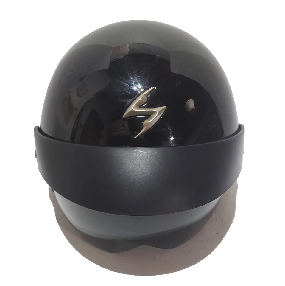 Scorpion Exo-100 黑色半头盔收回阴影带光泽带手提箱 — 第 1/4 张图片