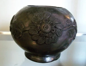 Dona Rosa Mexican Pottery Black Ware Vessel 5.25 x 4 Barro Negro - Picture 1 of 7