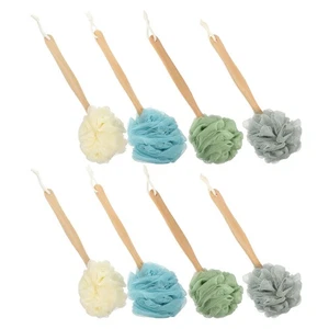 8pcs Shower Scrubber With Long Handle - Nylon Back Body Scrub Brush Exfoliating - Picture 1 of 12