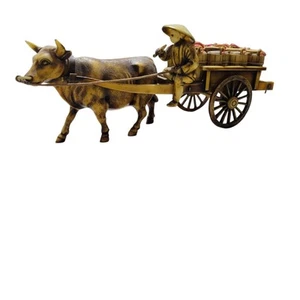 Vintage asiatische Zelluloid Figur 8" Mann mit Ochse Kuh Wagen - Bild 1 von 17