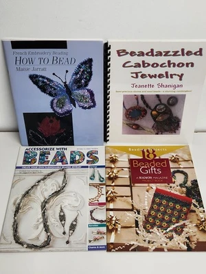 Jewelry Beading 4 Book Lot Beadwork Patterns Beadazzled Cabochon How To Bead VGC - Image 1 of 4