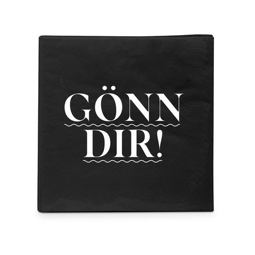 20 kleine Cocktailservietten Gönn Dir Schrift Sprüche schwarz weiß Deko 25x25cm - Bild 1 von 1