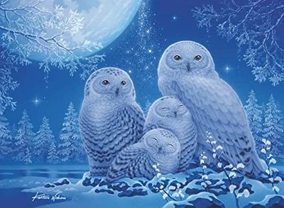 Ravensburger Jigsaw Puzzle: Snowy Owl in the Moonlight 500-Piece Illuminated - Image 1 of 4