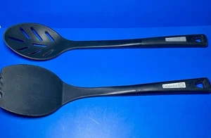 Calphalon 2-Piece Black Nylon Utensil Set Slotted Spoon & Solid Turner Spatula - Picture 1 of 5