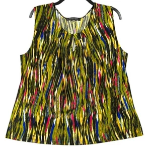 Kasper Keyhole Top PXL Abstract Career Office Blouse Abstract Eccentric Artsy - Picture 1 of 10