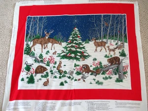 Cranston VIP Stoff Panel A WILDLIFE CHRISTMAS Baumwolle Wandbehang 31"x42" Wald - Bild 1 von 11