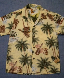 Camisa Bishop St Hawaiian Aloha Tuercas de Guitarra Conga Idol Spear Rev Amarillo Niños-10 - Imagen 1 de 10