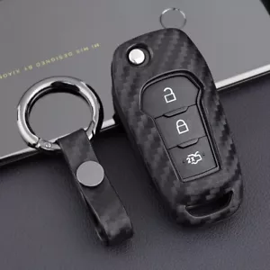 Para Ford F150 Ecosport Everest Ranger Llavero Abatible Cadena Cubierta Estuche Fibra de Carbono - Imagen 1 de 7